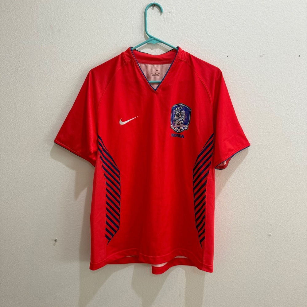Nike South Korea National Team Soccer Jersey Red V-Neck Mens Large